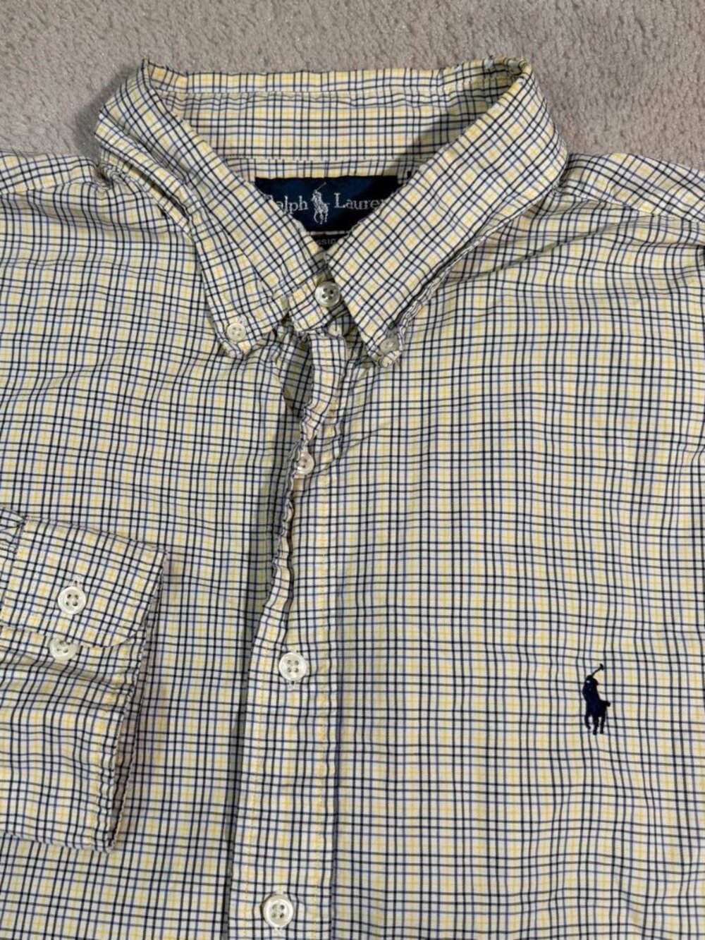 Ralph Lauren classic Fit Dress Shirt 18 36/37 Windowpane Check Button Down OCBD